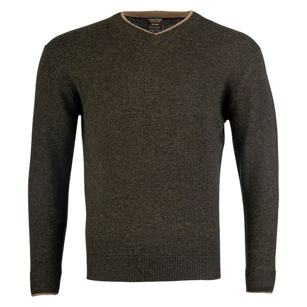 Jack Pyke Mens Ashcombe Lambswool V Neck Pullover / Dark Olive